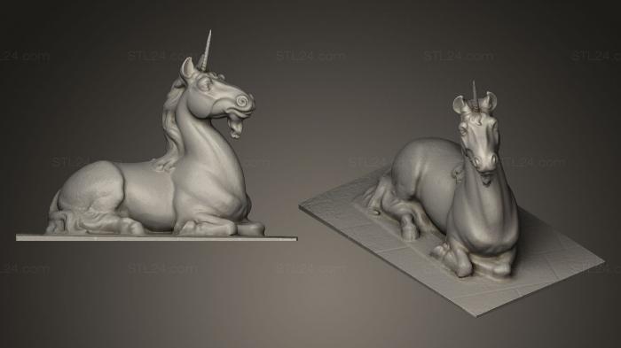 Статуэтки животных (Единорог лежит, STKJ_0123) 3D модель для ЧПУ станка